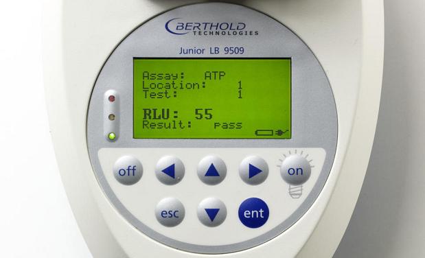 The screen of the Junior Portable Luminometer